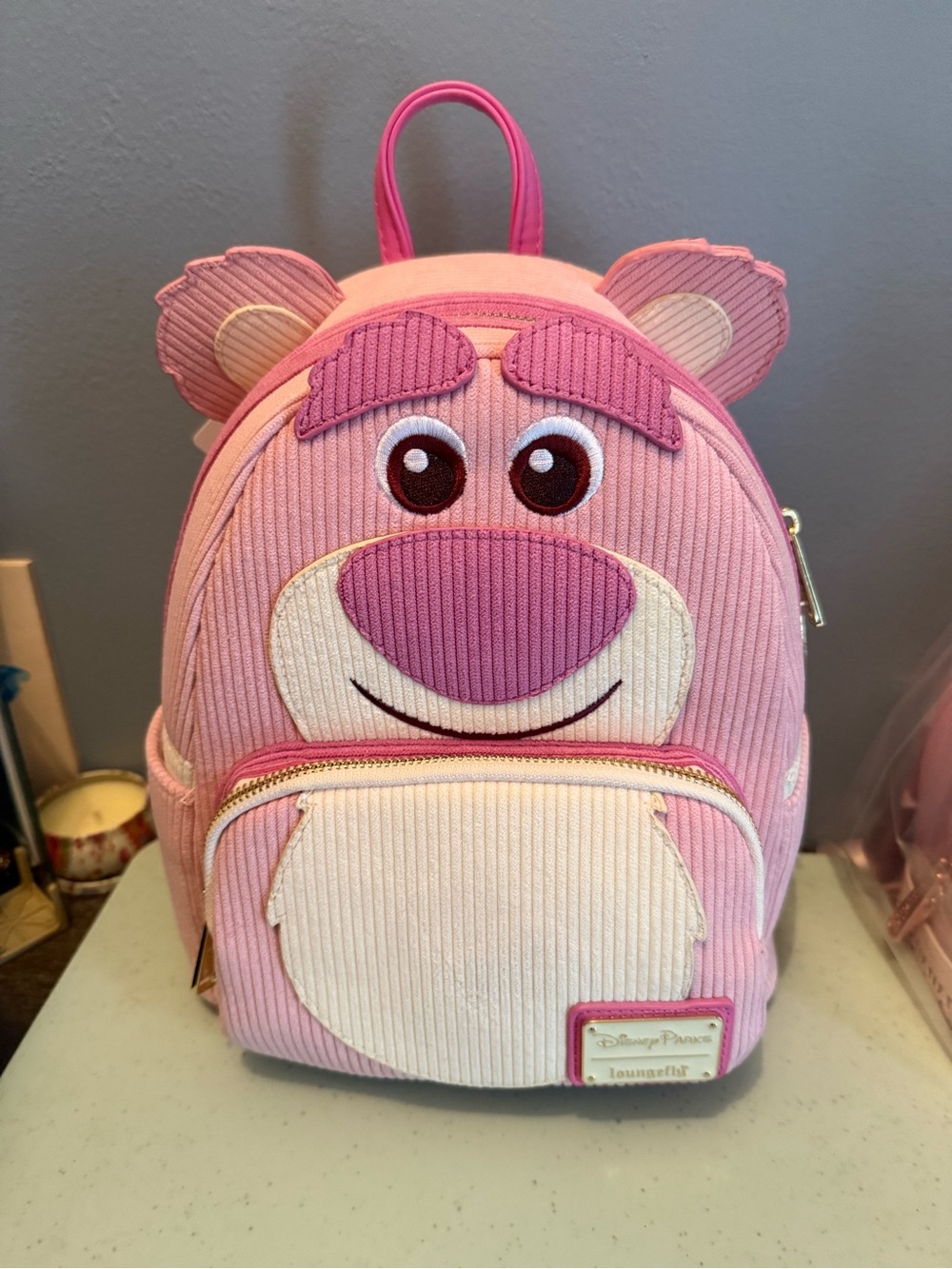 Loungefly Pink Lotso Corduroy Character Mini Backpack